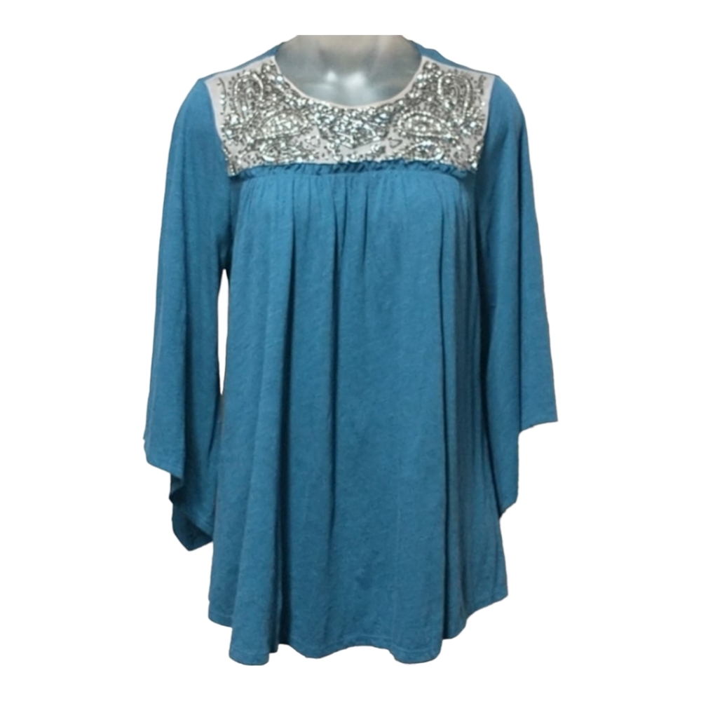 Deletta Josephine Embellished Beaded Kimono Blouse Size Small Gypsy Bohemian